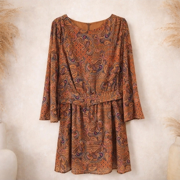 Jessica Simpson Dresses & Skirts - Jessica Simpson Women’s XL Paisley Boho Dress Flare Sleeve Boutique Style